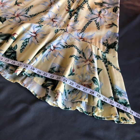 Faith Women's Skirt Full Length Floral With Ruffled Hem Yellow Green Size S - Picture 2 of 16